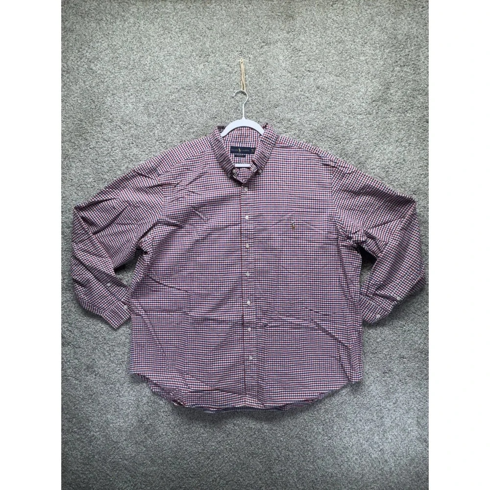 Polo Ralph Lauren Long Sleeve Button Shirt Men's 2XB Flesh Pony Red Blue Plaid